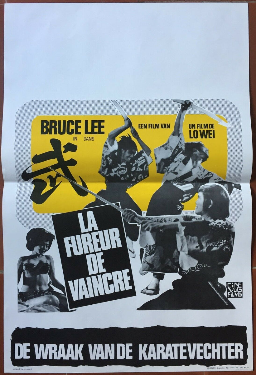 Affiche Belge LA FUREUR DE VAINCRE Fist of Fury BRUCE LEE Arts Martiau CINEAD