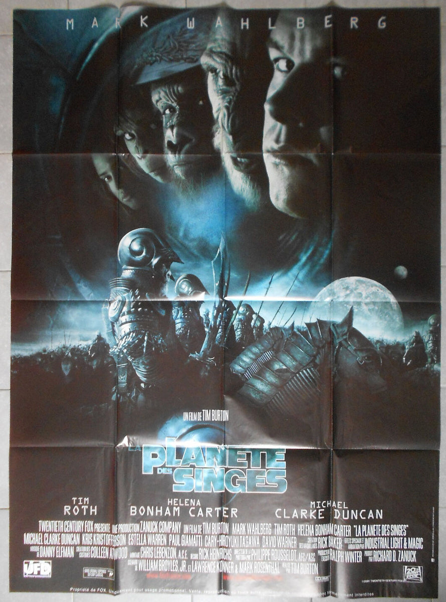 PLANET OF THE APES Poster Planet of the Apes TIM BURTON Mark Wahlberg –  CINEAD, image size:890x1200