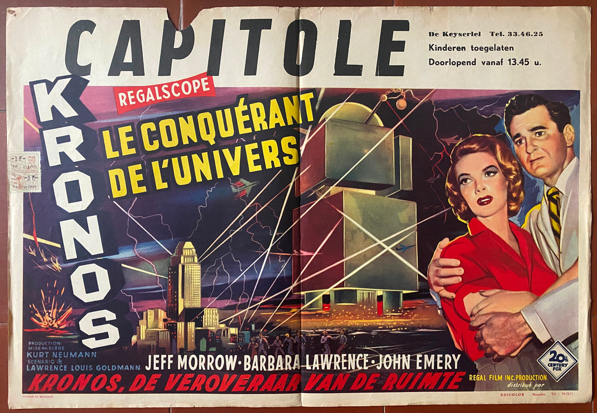 Belgian Poster KRONOS Kurt Neumann JEFF MORROW Barbara Lawrence 1957 ...