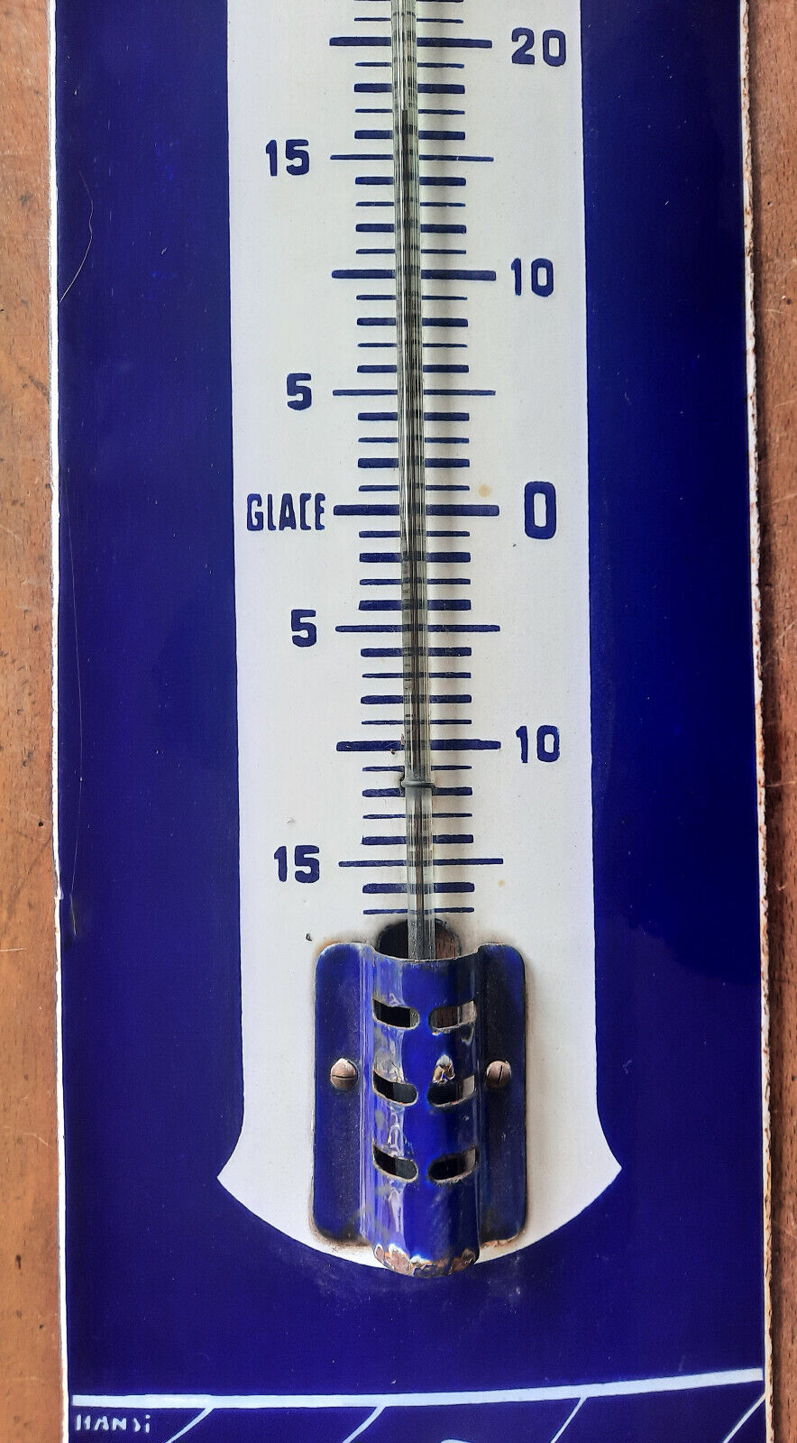 Panneau Publicitaire Vintage Gillette - Thermomètre & Baromètre En émail Bleu, Angleterre 1920