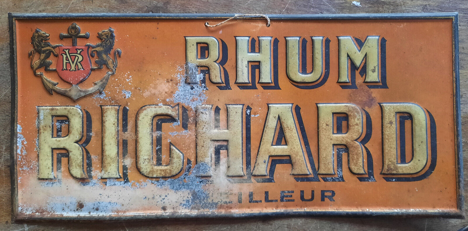 Ancienne plaque Tôle RHUM RICHARD déco bistrot café restaurant 16x35cm ...