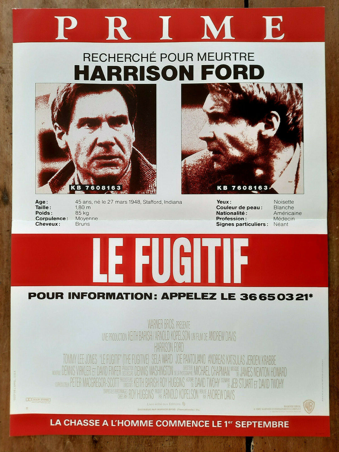 ハリソン・フォード 洋画映画ポスター 逃亡者 ポスター 逃亡者 アンドリュー・デイビス ハリソン・フォード 40x60cm