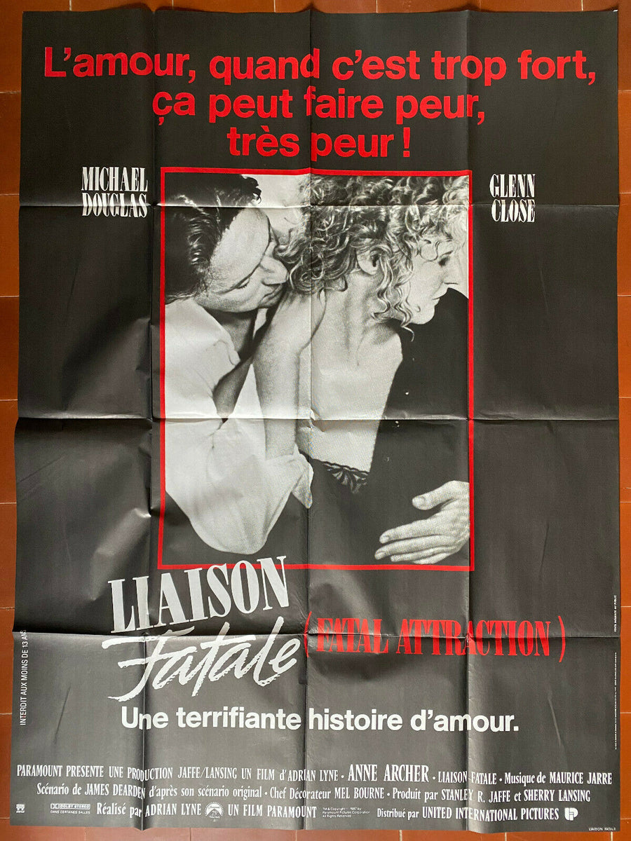 Affiche LIAISON FATALE Adrian LYNE Glenn CLOSE Michael DOUGLAS 120x160 CINEAD