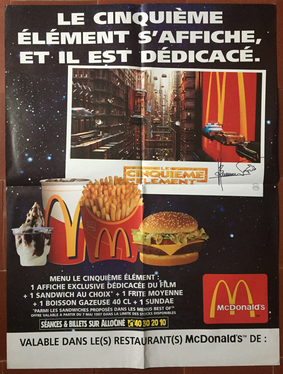 Poster THE FIFTH ELEMENT Fifth Element LUC BESSON McDonald's 60x80cm ...